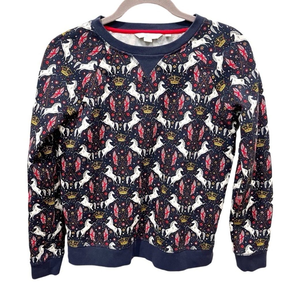 Boden Sweatshirt‎ Women's XS House UK Flag Print Preppy British Casual